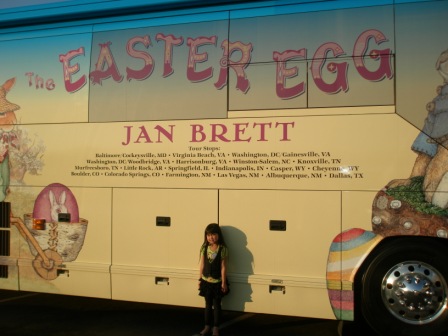 Kasen with Jan Brett's tour bus